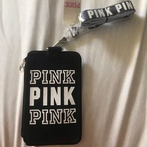 NWT PINK VS CARD AND MONEY HOLDER LANYARD